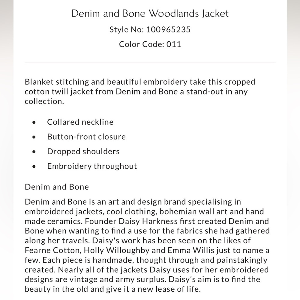 Free People x Denim and Bone Woodlands Embroidered Jacket - Picture 4 of 8